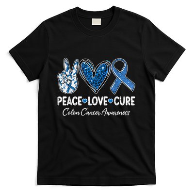 Peace Love Cure Colorectal Colon Cancer Awareness Support T-Shirt