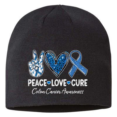 Peace Love Cure Colorectal Colon Cancer Awareness Support Sustainable Beanie