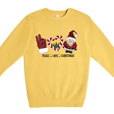 Peace Love Christmas Gnome Sublimation Funny Xmas Gift Premium Crewneck Sweatshirt