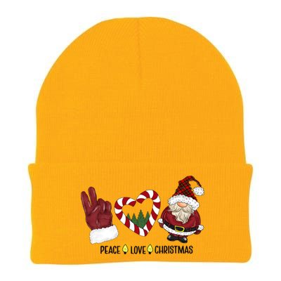 Peace Love Christmas Gnome Sublimation Funny Xmas Gift Knit Cap Winter Beanie