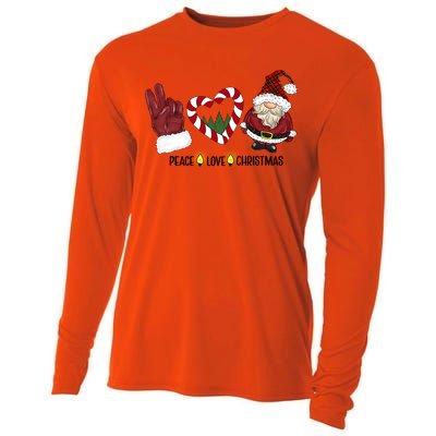 Peace Love Christmas Gnome Sublimation Funny Xmas Gift Cooling Performance Long Sleeve Crew