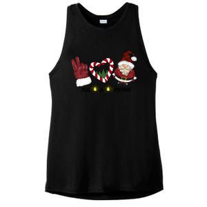 Peace Love Christmas Gnome Sublimation Funny Xmas Gift Ladies PosiCharge Tri-Blend Wicking Tank