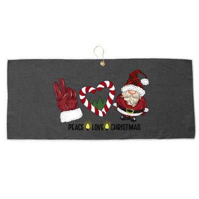 Peace Love Christmas Gnome Sublimation Funny Xmas Gift Large Microfiber Waffle Golf Towel