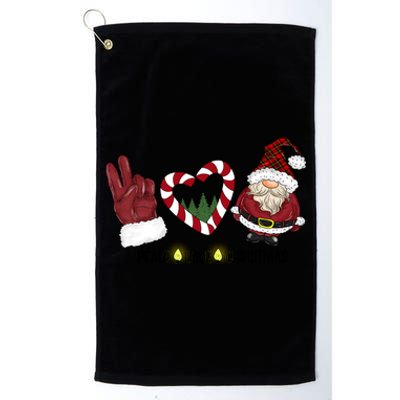 Peace Love Christmas Gnome Sublimation Funny Xmas Gift Platinum Collection Golf Towel