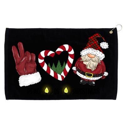 Peace Love Christmas Gnome Sublimation Funny Xmas Gift Grommeted Golf Towel