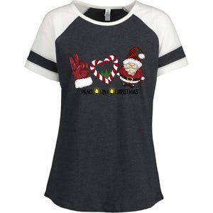 Peace Love Christmas Gnome Sublimation Funny Xmas Gift Enza Ladies Jersey Colorblock Tee