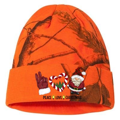 Peace Love Christmas Gnome Sublimation Funny Xmas Gift Kati Licensed 12" Camo Beanie