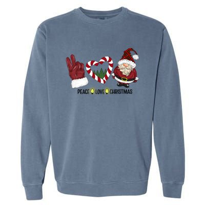 Peace Love Christmas Gnome Sublimation Funny Xmas Gift Garment-Dyed Sweatshirt