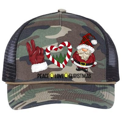 Peace Love Christmas Gnome Sublimation Funny Xmas Gift Retro Rope Trucker Hat Cap