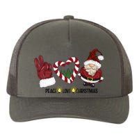 Peace Love Christmas Gnome Sublimation Funny Xmas Gift Yupoong Adult 5-Panel Trucker Hat