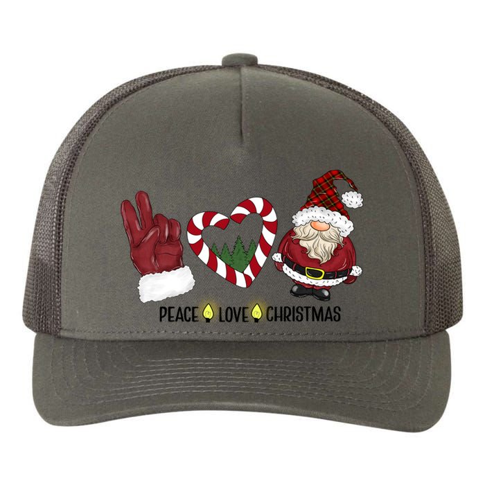 Peace Love Christmas Gnome Sublimation Funny Xmas Gift Yupoong Adult 5-Panel Trucker Hat