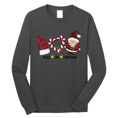 Peace Love Christmas Gnome Sublimation Funny Xmas Gift Long Sleeve Shirt