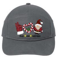 Peace Love Christmas Gnome Sublimation Funny Xmas Gift 7-Panel Snapback Hat