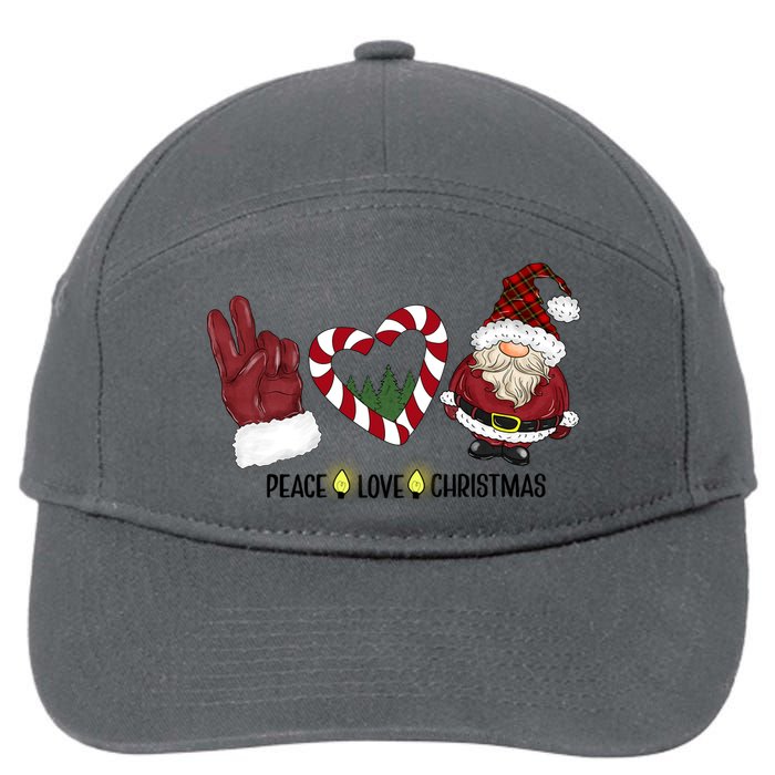 Peace Love Christmas Gnome Sublimation Funny Xmas Gift 7-Panel Snapback Hat