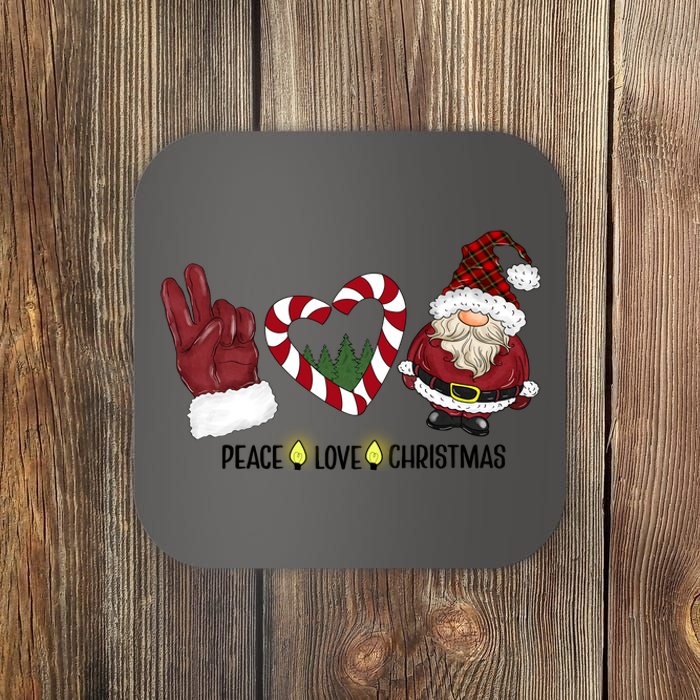 Peace Love Christmas Gnome Sublimation Funny Xmas Gift Coaster