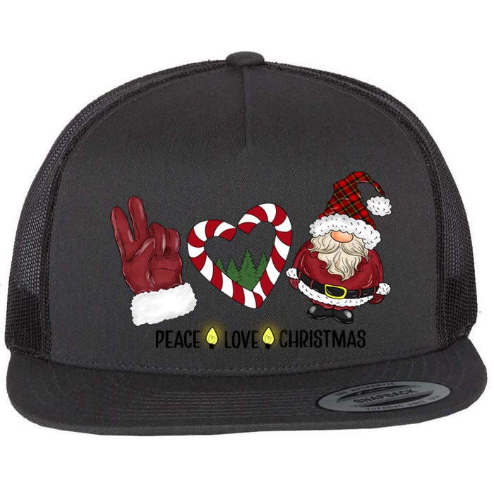 Peace Love Christmas Gnome Sublimation Funny Xmas Gift Flat Bill Trucker Hat