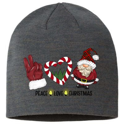 Peace Love Christmas Gnome Sublimation Funny Xmas Gift Sustainable Beanie