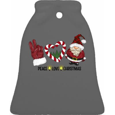 Peace Love Christmas Gnome Sublimation Funny Xmas Gift Ceramic Bell Ornament