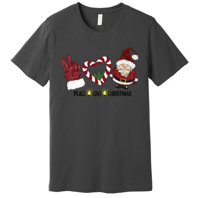 Peace Love Christmas Gnome Sublimation Funny Xmas Gift Premium T-Shirt