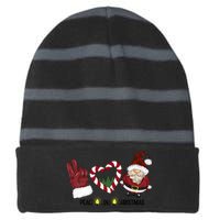 Peace Love Christmas Gnome Sublimation Funny Xmas Gift Striped Beanie with Solid Band