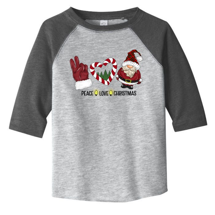 Peace Love Christmas Gnome Sublimation Funny Xmas Gift Toddler Fine Jersey T-Shirt