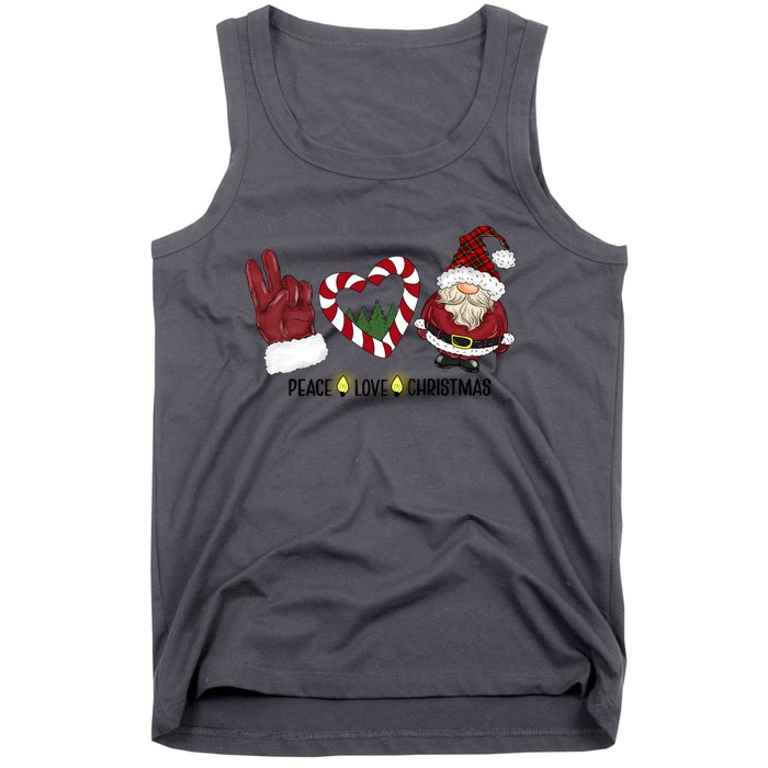 Peace Love Christmas Gnome Sublimation Funny Xmas Gift Tank Top