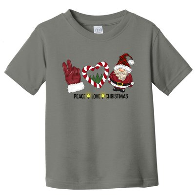 Peace Love Christmas Gnome Sublimation Funny Xmas Gift Toddler T-Shirt