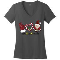 Peace Love Christmas Gnome Sublimation Funny Xmas Gift Women's V-Neck T-Shirt