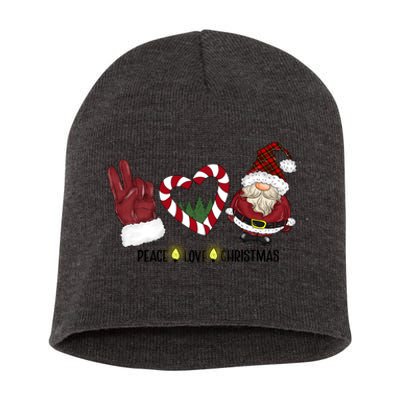 Peace Love Christmas Gnome Sublimation Funny Xmas Gift Short Acrylic Beanie