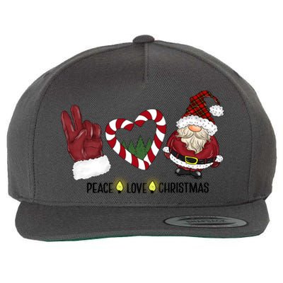 Peace Love Christmas Gnome Sublimation Funny Xmas Gift Wool Snapback Cap