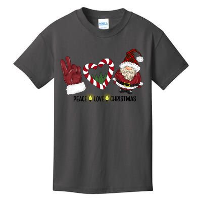 Peace Love Christmas Gnome Sublimation Funny Xmas Gift Kids T-Shirt