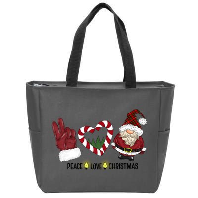 Peace Love Christmas Gnome Sublimation Funny Xmas Gift Zip Tote Bag