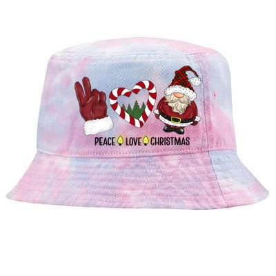 Peace Love Christmas Gnome Sublimation Funny Xmas Gift Tie-Dyed Bucket Hat