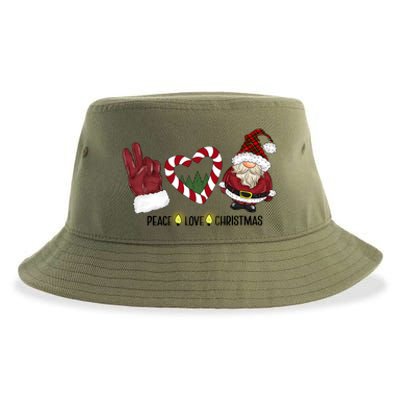 Peace Love Christmas Gnome Sublimation Funny Xmas Gift Sustainable Bucket Hat