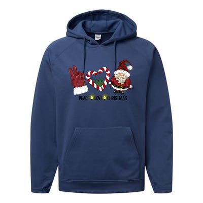 Peace Love Christmas Gnome Sublimation Funny Xmas Gift Performance Fleece Hoodie