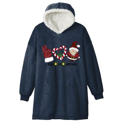 Peace Love Christmas Gnome Sublimation Funny Xmas Gift Hooded Wearable Blanket