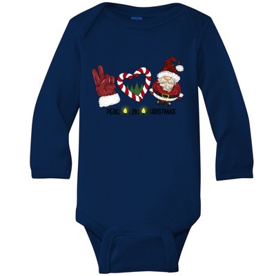 Peace Love Christmas Gnome Sublimation Funny Xmas Gift Baby Long Sleeve Bodysuit