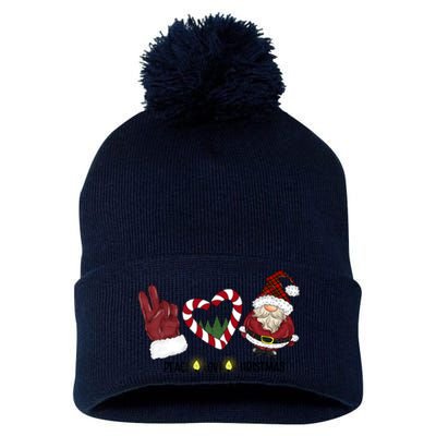 Peace Love Christmas Gnome Sublimation Funny Xmas Gift Pom Pom 12in Knit Beanie