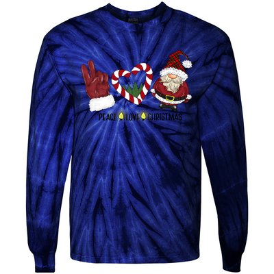 Peace Love Christmas Gnome Sublimation Funny Xmas Gift Tie-Dye Long Sleeve Shirt