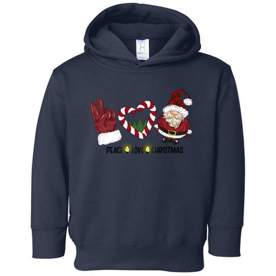 Peace Love Christmas Gnome Sublimation Funny Xmas Gift Toddler Hoodie