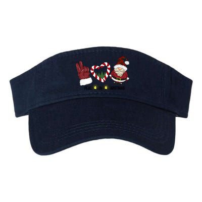 Peace Love Christmas Gnome Sublimation Funny Xmas Gift Valucap Bio-Washed Visor