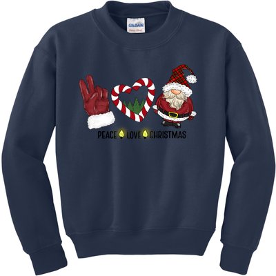 Peace Love Christmas Gnome Sublimation Funny Xmas Gift Kids Sweatshirt