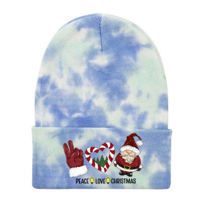 Peace Love Christmas Gnome Sublimation Funny Xmas Gift Tie Dye 12in Knit Beanie