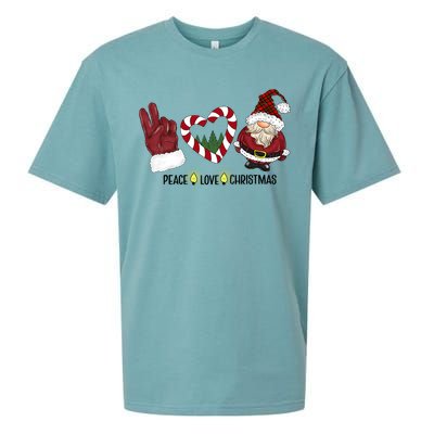 Peace Love Christmas Gnome Sublimation Funny Xmas Gift Sueded Cloud Jersey T-Shirt