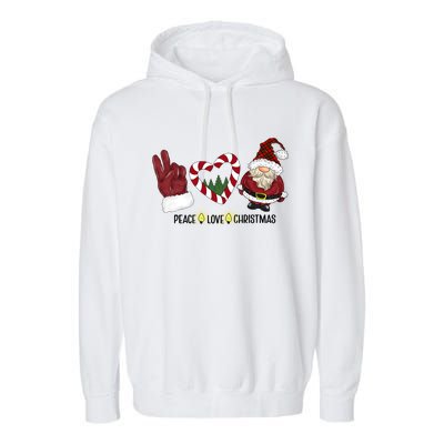 Peace Love Christmas Gnome Sublimation Funny Xmas Gift Garment-Dyed Fleece Hoodie