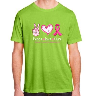 Peace Love Cure Pink Ribbon Breast Cancer Awareness Gift Adult ChromaSoft Performance T-Shirt