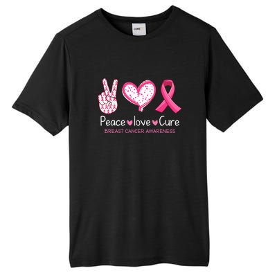 Peace Love Cure Pink Ribbon Breast Cancer Awareness Gift Tall Fusion ChromaSoft Performance T-Shirt