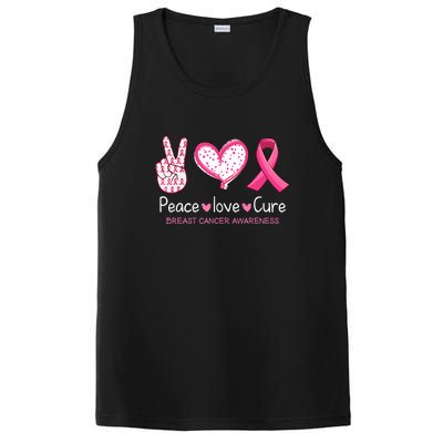 Peace Love Cure Pink Ribbon Breast Cancer Awareness Gift PosiCharge Competitor Tank