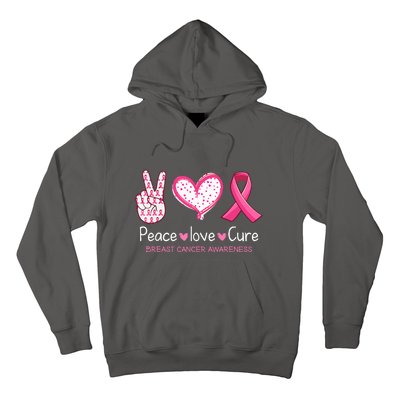 Peace Love Cure Pink Ribbon Breast Cancer Awareness Gift Hoodie