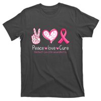 Peace Love Cure Pink Ribbon Breast Cancer Awareness Gift T-Shirt